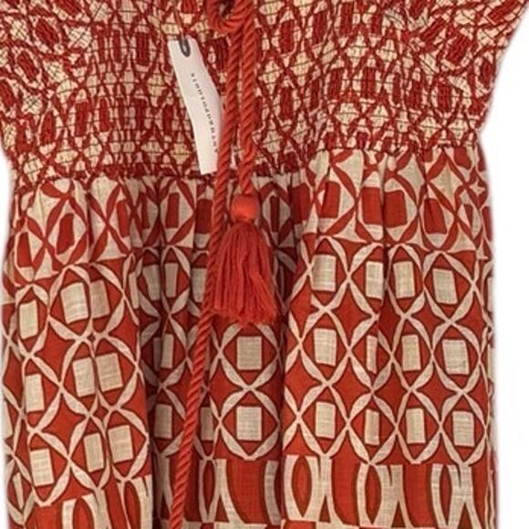 NWT Anthropologie Smocked Dress Size M Color: Mango Halter Ties in Back - Picture 6 of 6